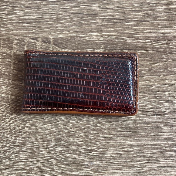 EUC Mens Genuine Lizard Magnetic Brown Money Clip - Picture 2 of 5